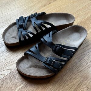 Birkenstock Black Cutout Buckle Sandals